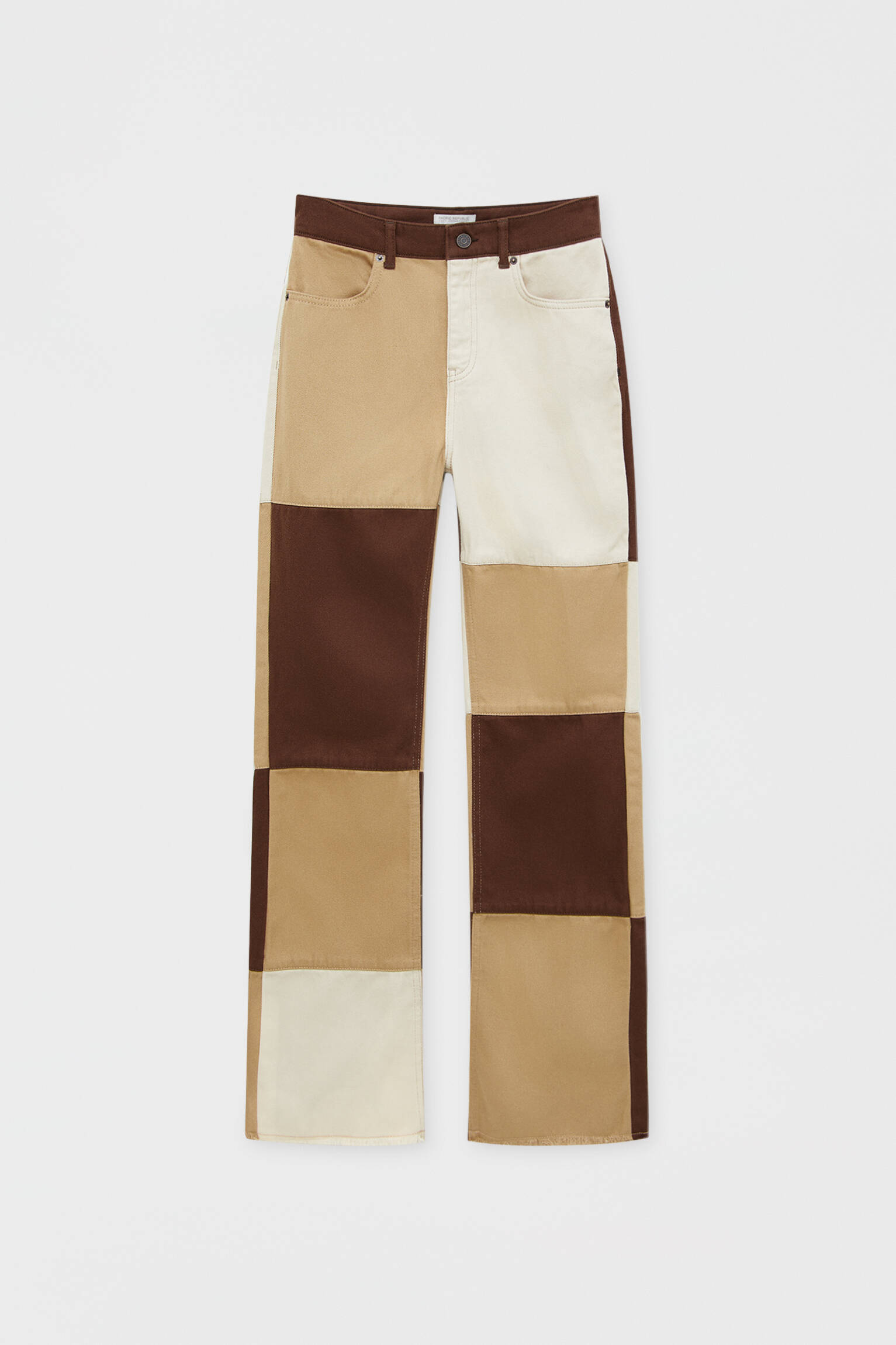 Pull \u0026 Bear - Pantalón patchwork cafés