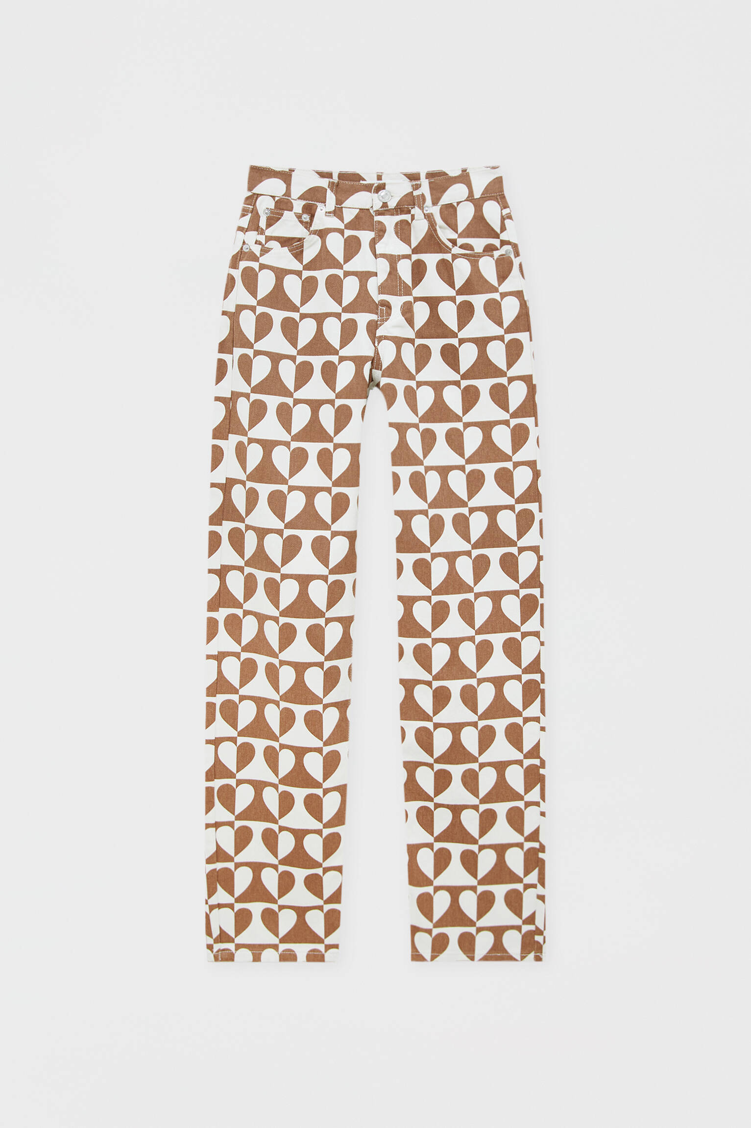 Pull \u0026 Bear - Jeans rectos estampado corazones