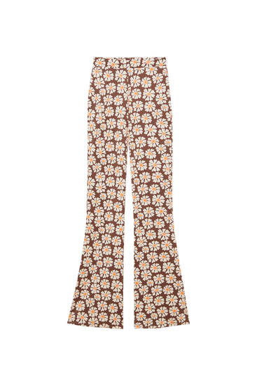 Daisy print flared trousers