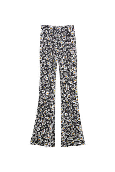 Daisy print flared trousers