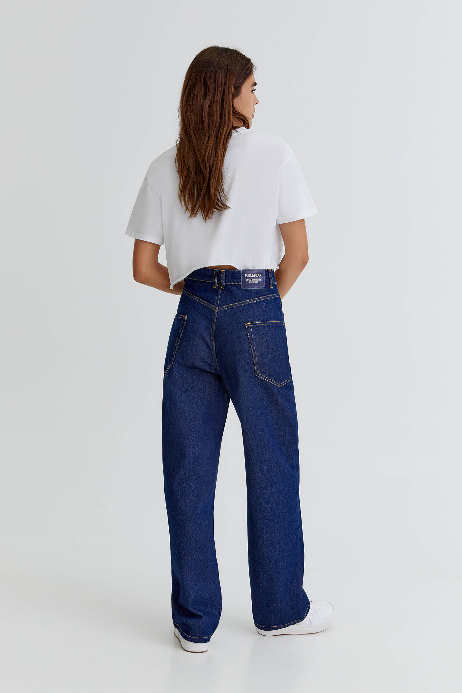 Pull \u0026 Bear - Jeans rectos tiro alto azul oscuro