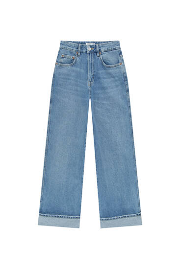 Jeans met hoge taille en wijde pijpen