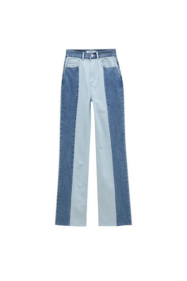 Rechte jeans met colour block