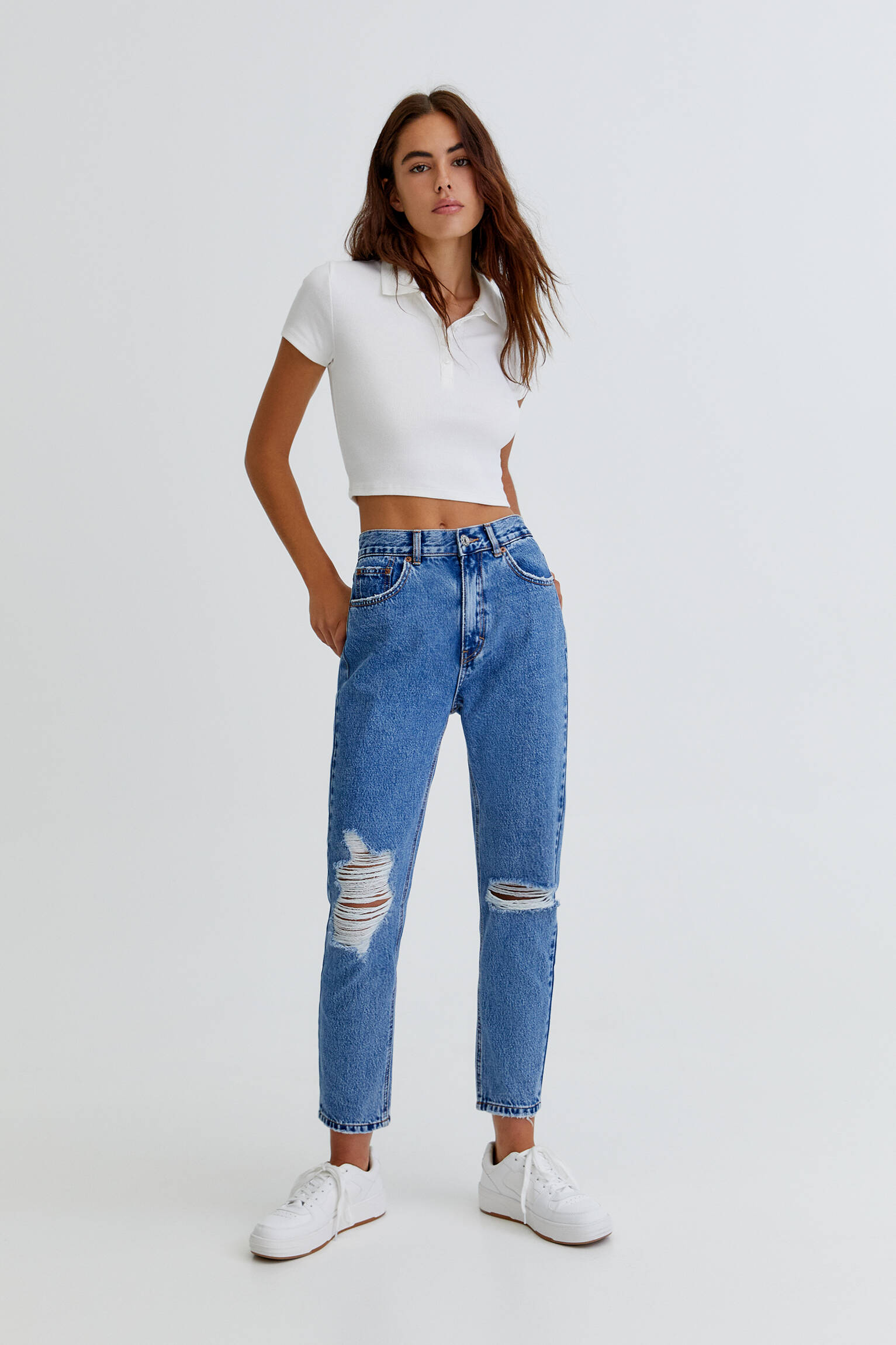 Pull \u0026 Bear - Jeans mom fit rotos