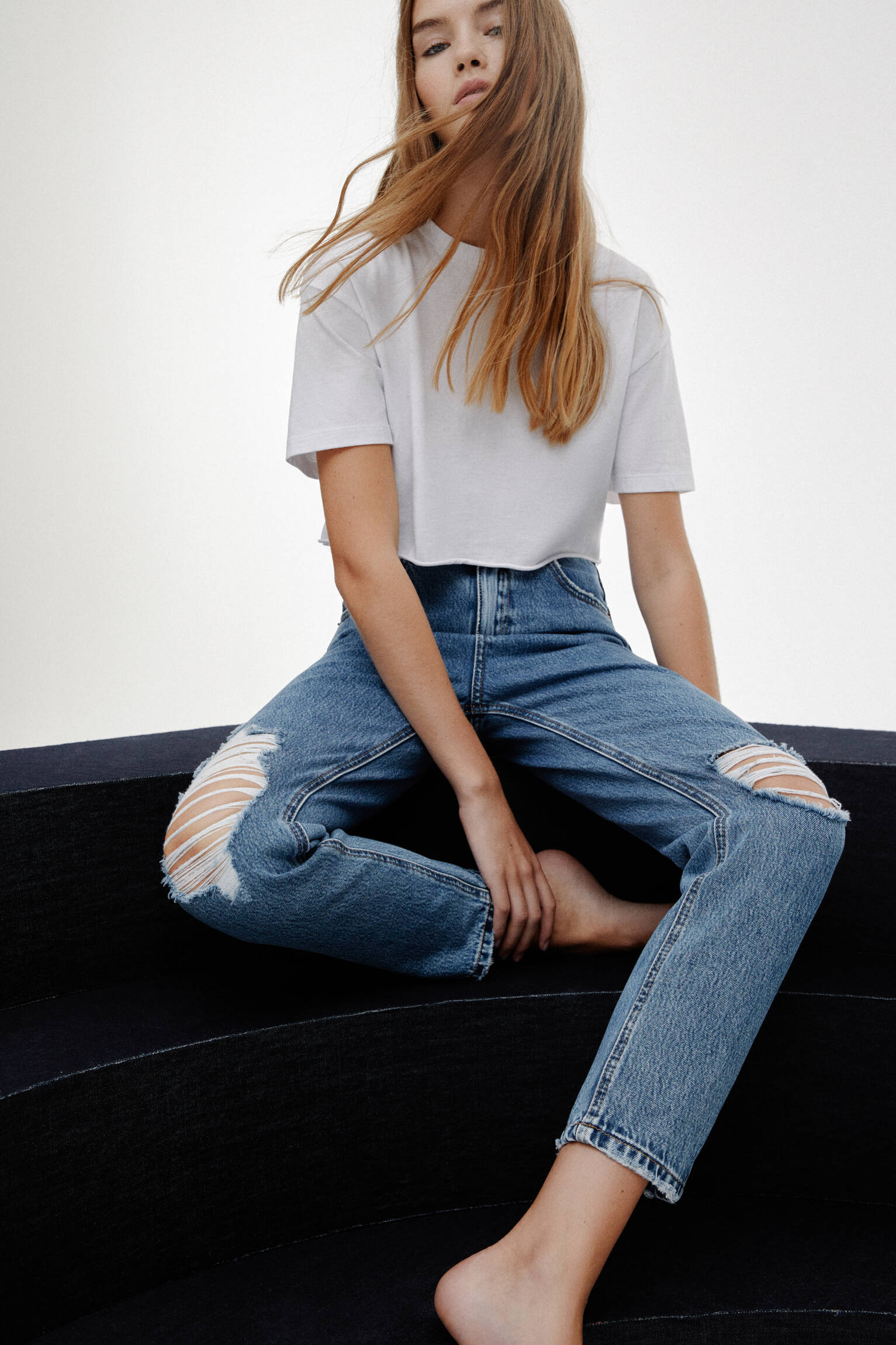 Pull \u0026 Bear - Jeans mom fit rotos