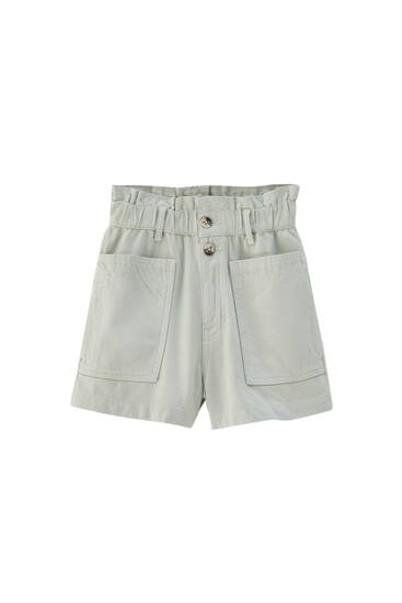 Two-button paperbag shorts