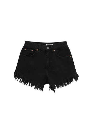 High-rise denim shorts - ecologically grown cotton (at least 50%)