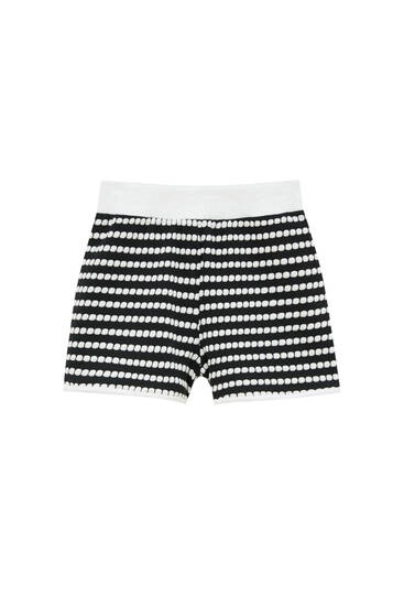 Black and white jacquard shorts