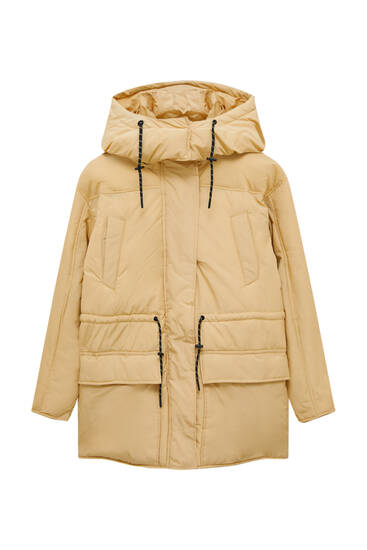 Quilted parka with pockets