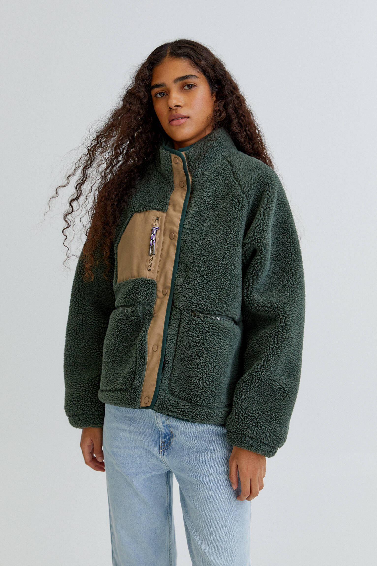 pull and bear fluffy jacket