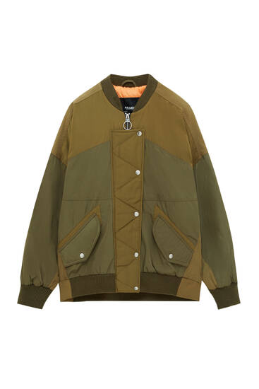 oversized khaki bomber jacket