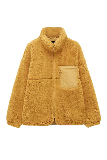 Coloured faux shearling jacket