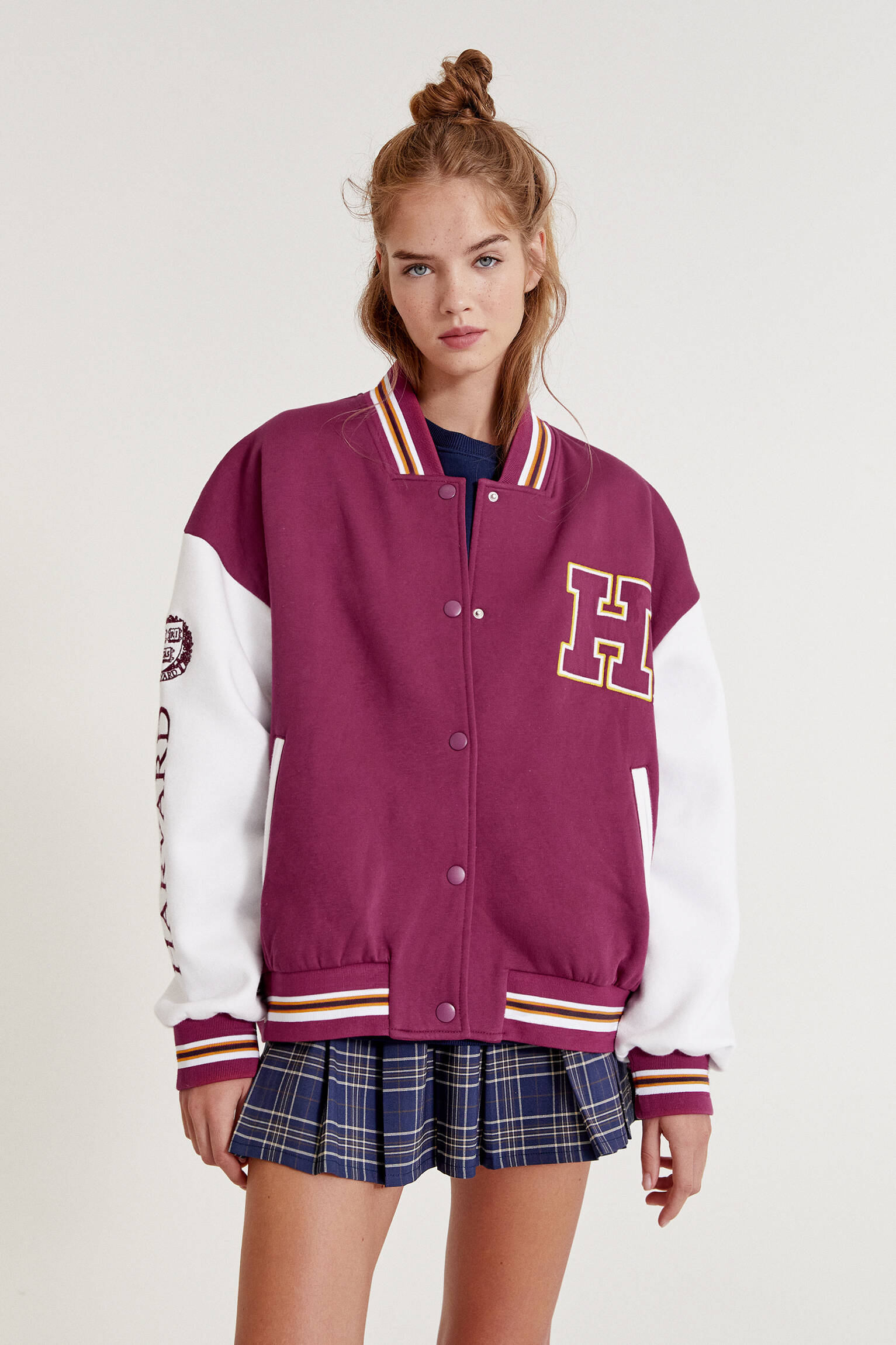 Pull & Bear - Harvard logo college bomber jacket