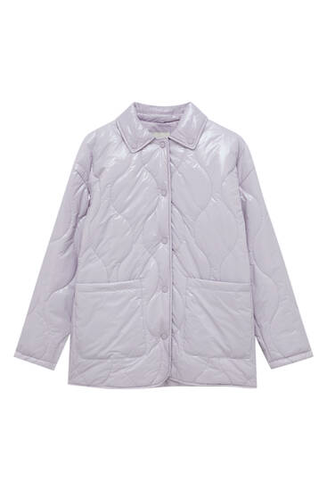 Lilac vinyl puffer jacket