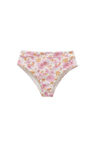 Floral bikini bottoms with wide waistband - recycled polyester (at least 50%)