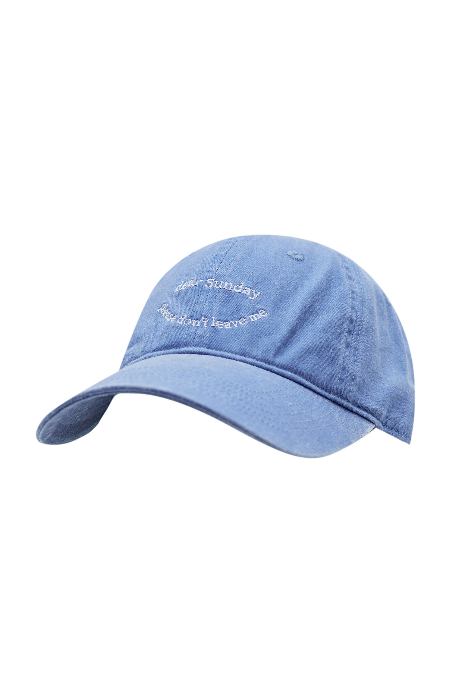 Голубая кепка с вышивкой и эффектом потертости СИНИЙ Pull & Bear