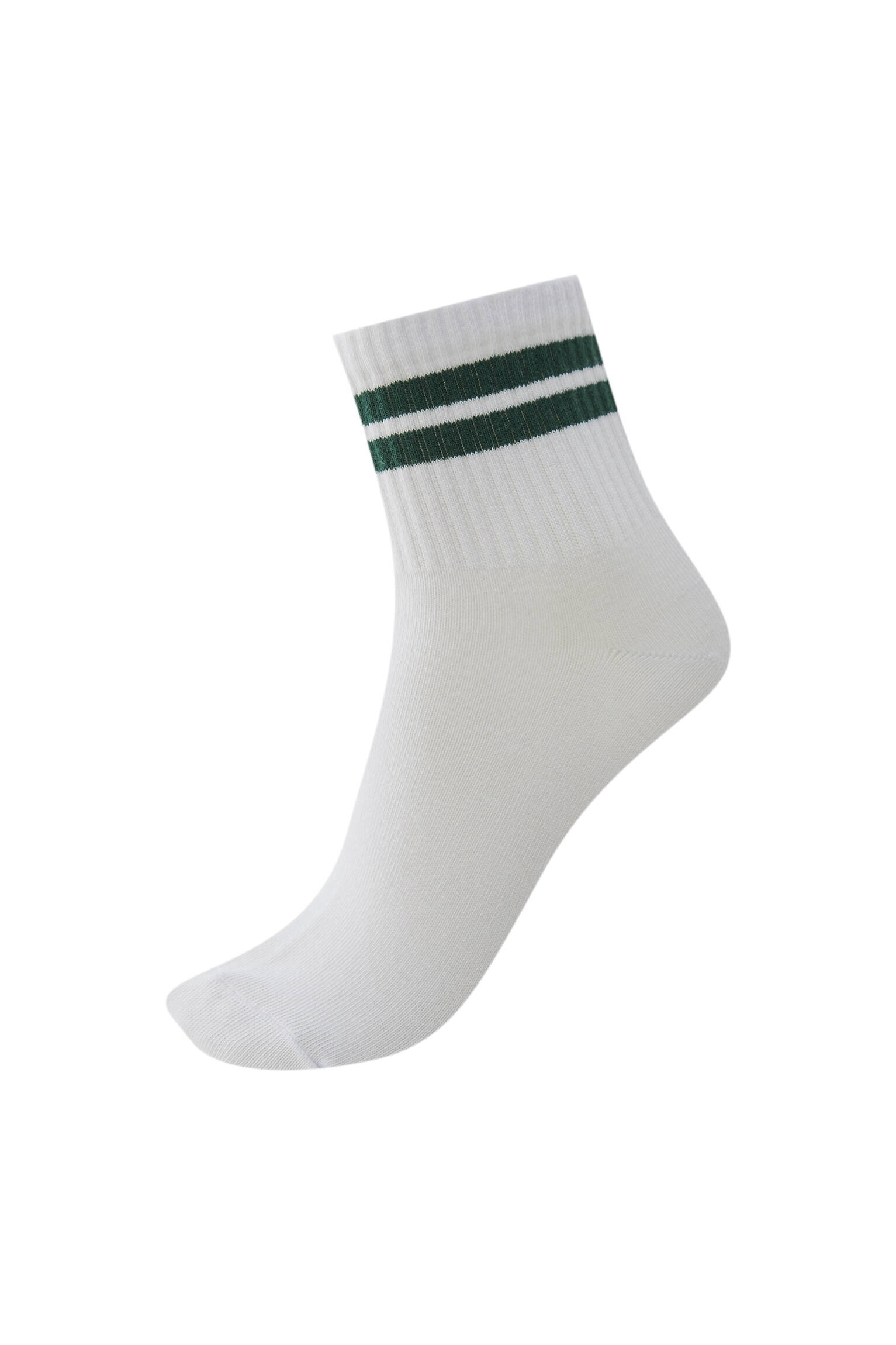 Спортивные носки с двумя полосами. Органический хлопок (не менее 75%). ЗЕЛЕНЫЙ Pull & Bear