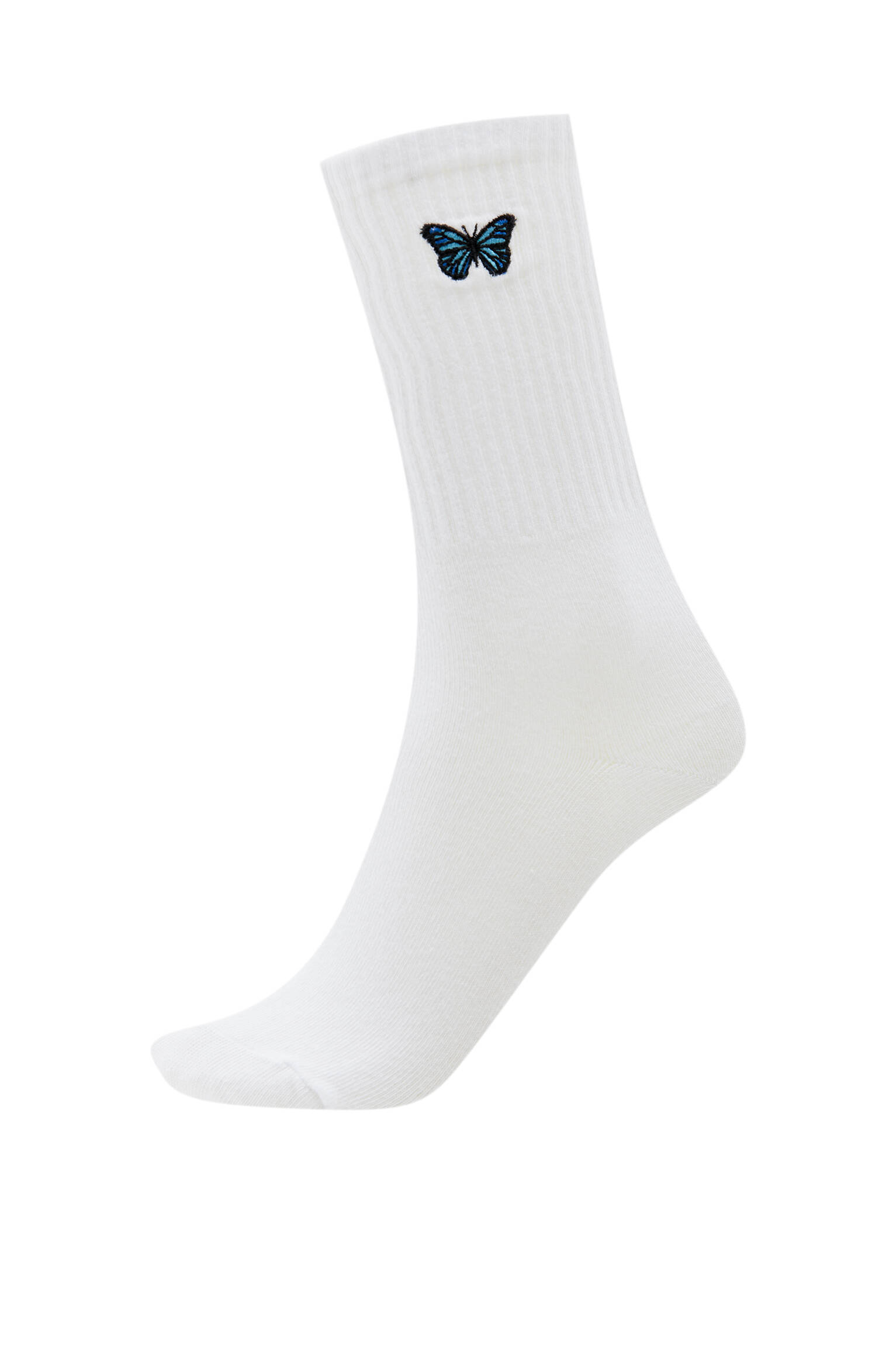 Спортивные носки с вышивкой - органический хлопок (не менее 75%). БЕЛЫЙ Pull & Bear