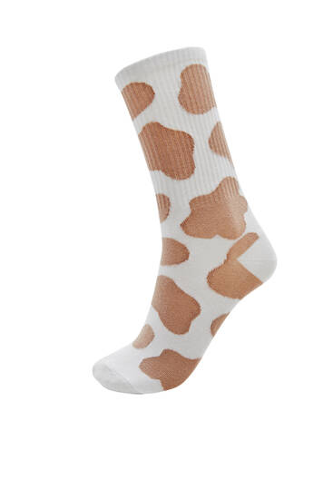 Cow print sports socks