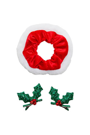 Christmas scrunchie and hair clip pack