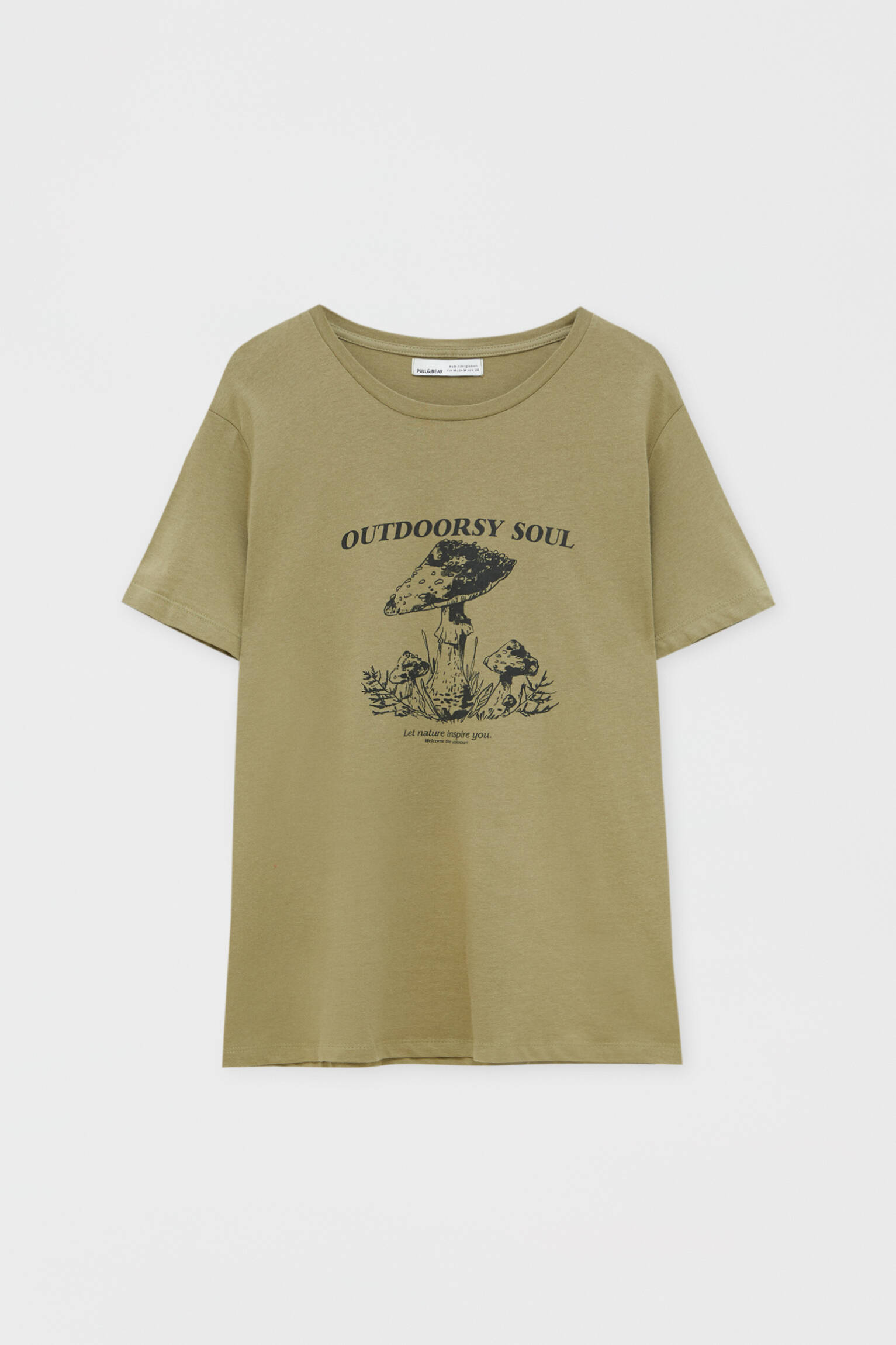 pull and bear mushroom printed t shirt