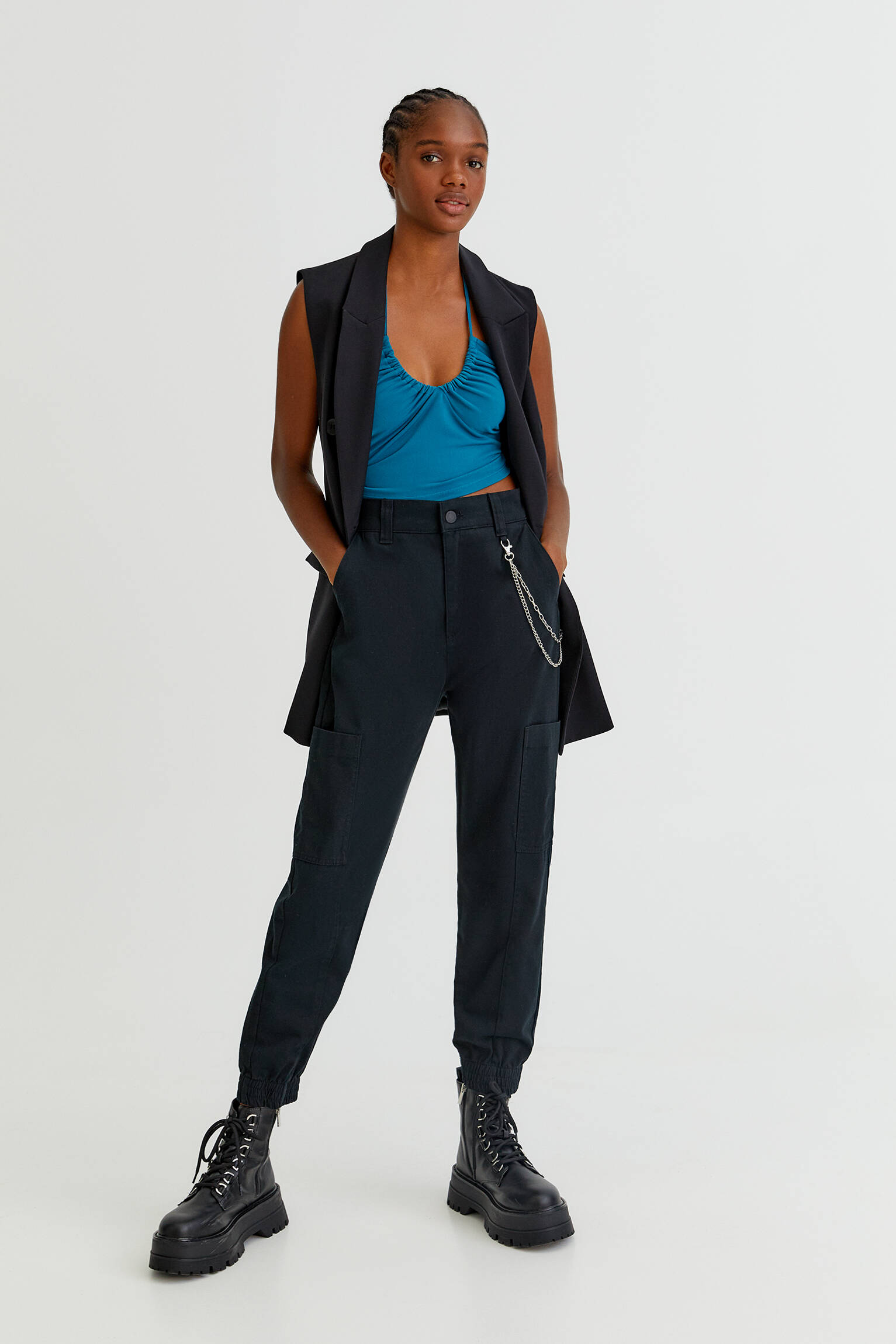 Pull \u0026 Bear - Pantalón cargo cadena bolsillo lateral