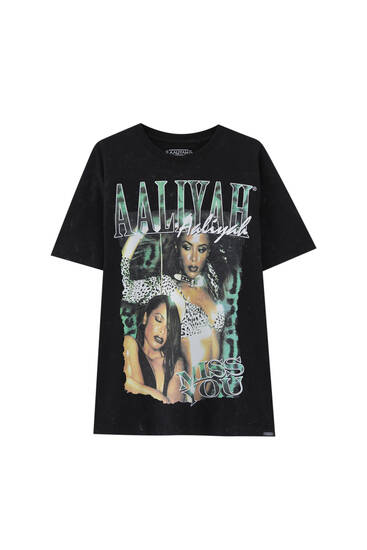 Black Aaliyah T-shirt - PULL\u0026BEAR