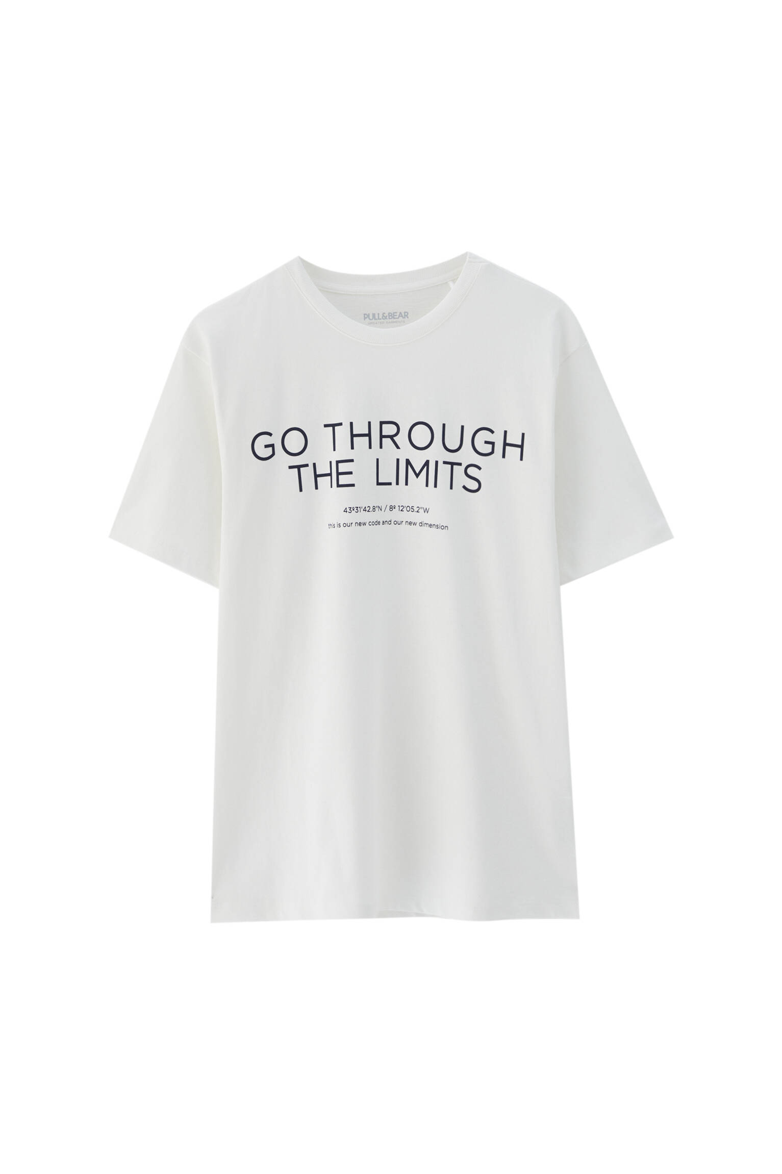 Белая футболка с надписью Go through the limits ЖЕЛТОВАТО-БЕЛЫЙ Pull & Bear