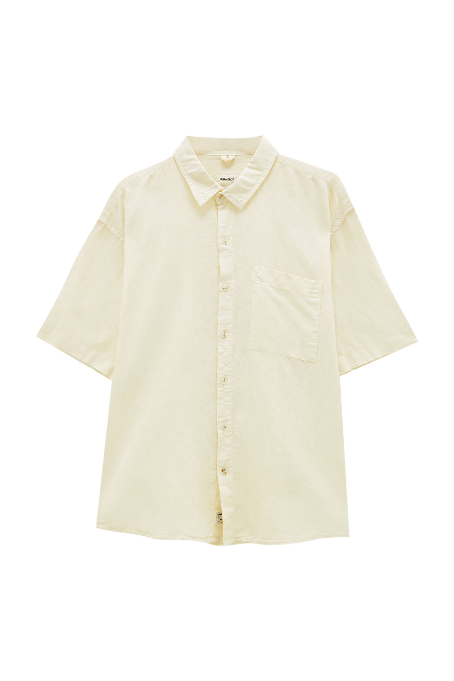 ПАСТЕЛЬНО-ЖЕЛТЫЙ Базовая рубашка из смеси хлопка и льна Pull & Bear