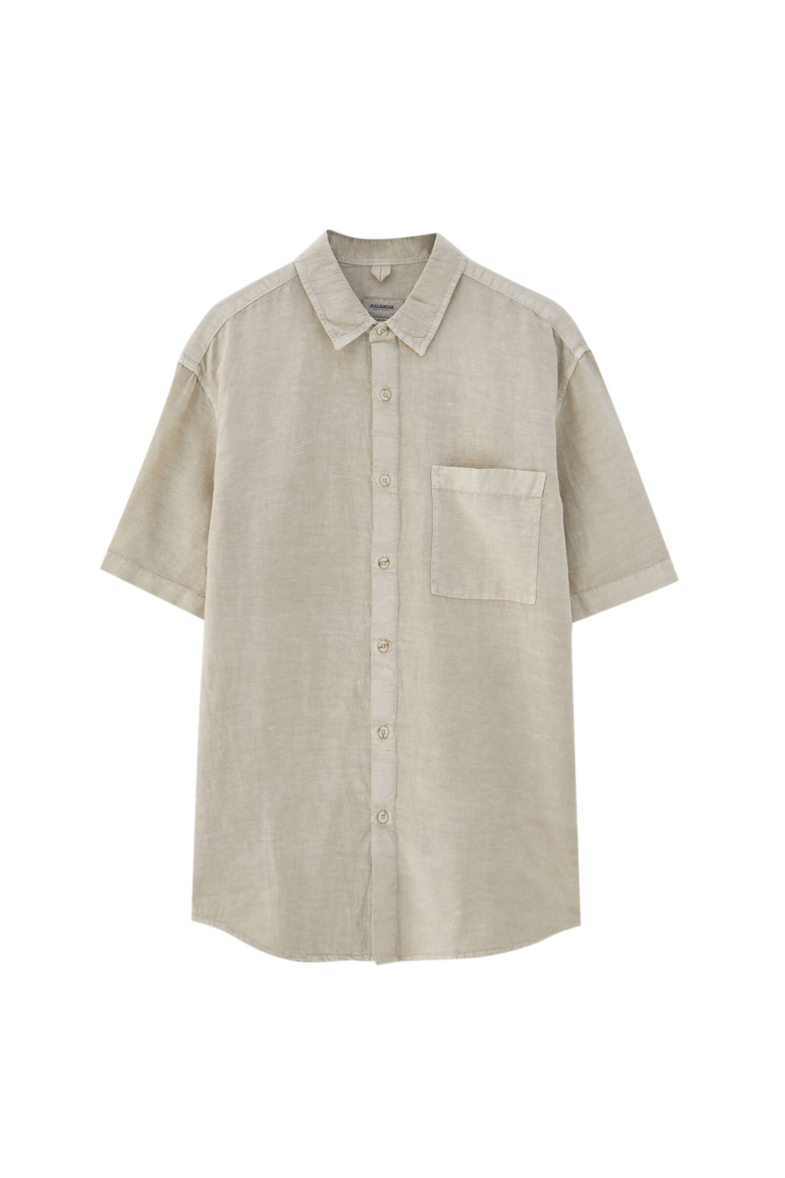 РЫЖЕВАТО-КОРИЧНЕВЫЙ Базовая рубашка из смеси хлопка и льна Pull & Bear