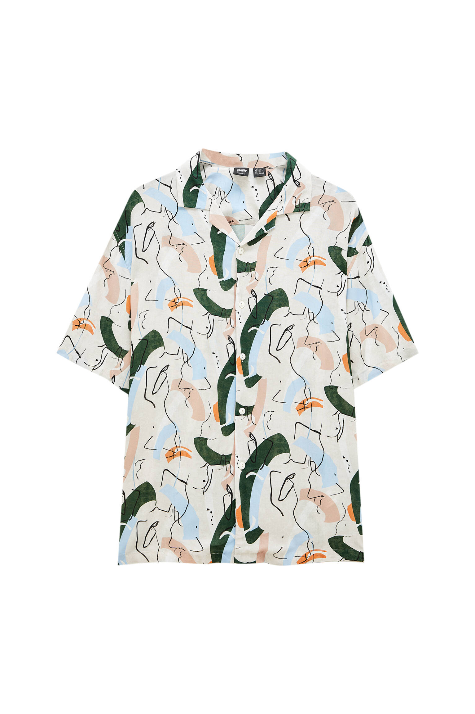 Рубашка с принтом в стиле ретро - 100% вискоза ECOVERO™ ЖЕЛТОВАТО-БЕЛЫЙ Pull & Bear