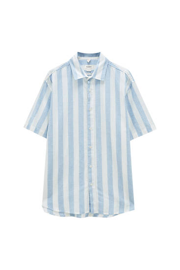 Striped linen blend shirt - ecologically grown cotton (at least 50%)