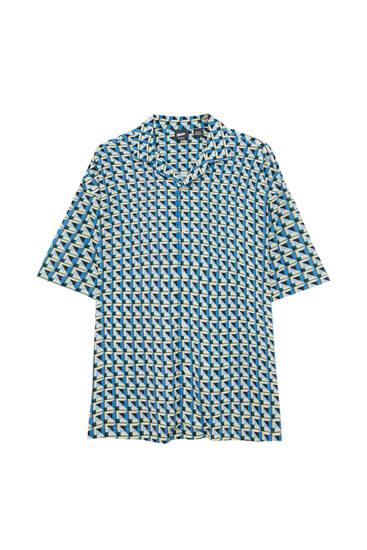 Dark blue geometric print shirt