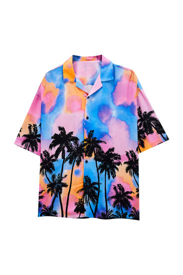 Multicoloured palm tree shirt