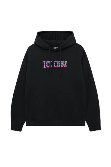 Ice Cube sloganlı kapüşonlu sweatshirt
