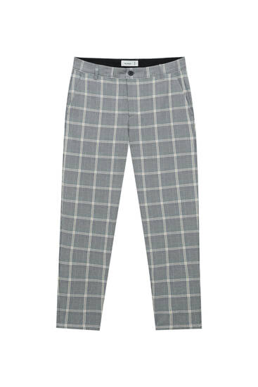 Contrast checked tailored trousers