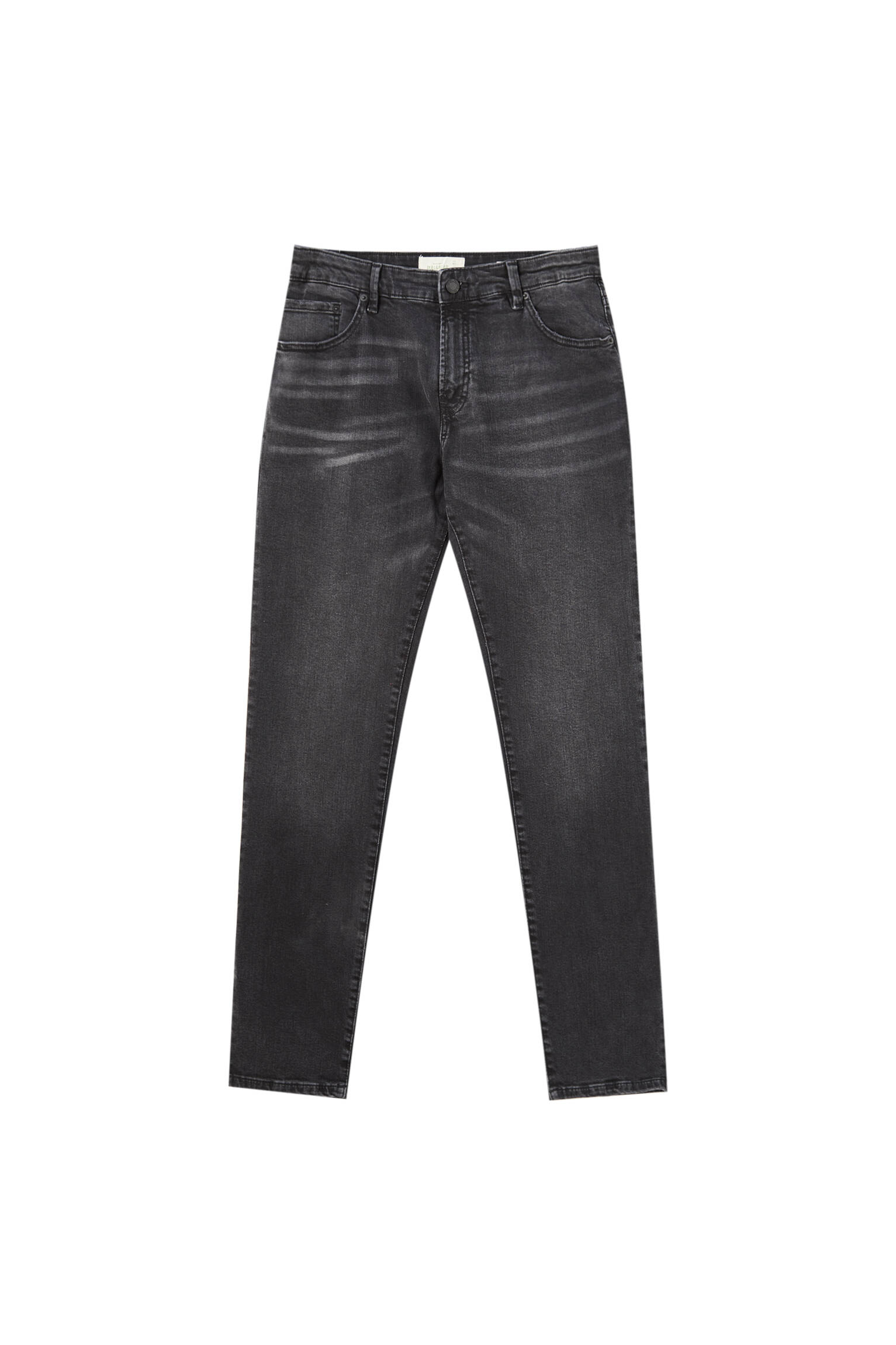 Черные эластичные джинсы скинни с эффектом потертости ЛИНЯЛЫЙ ЧЕРНЫЙ Pull & Bear