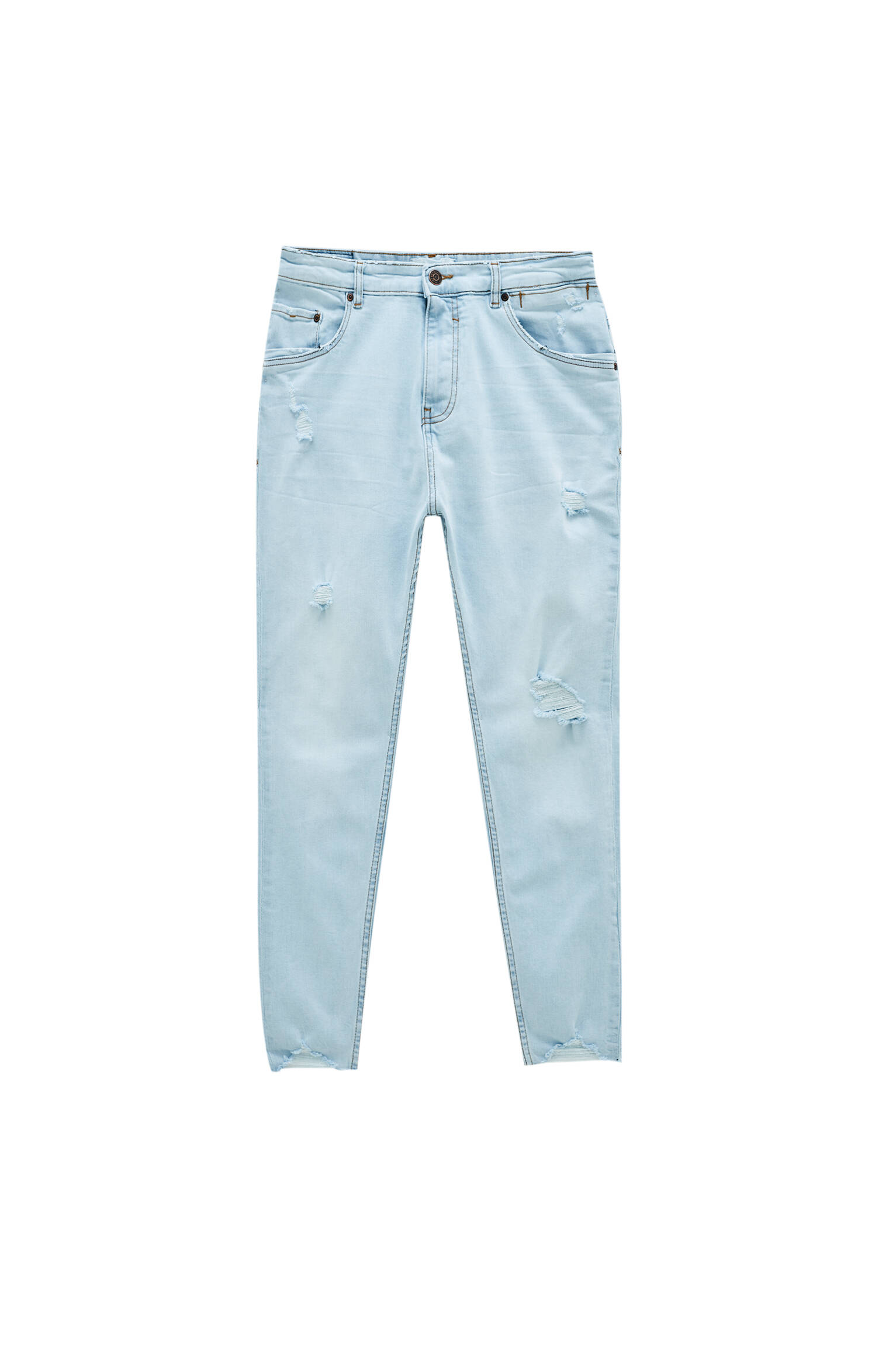 Голубые джинсы зауженного кроя - содержат переработанный хлопок ГОЛУБОЙ Pull & Bear