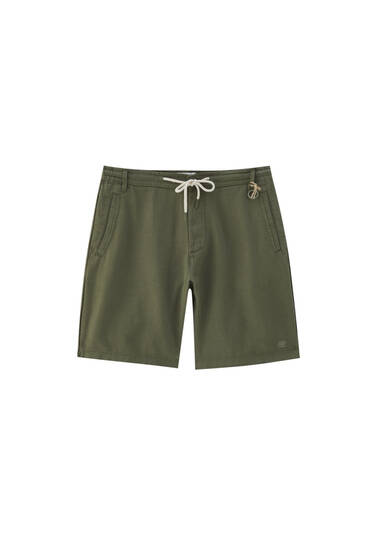 Linen blend Bermuda shorts with elasticated waistband