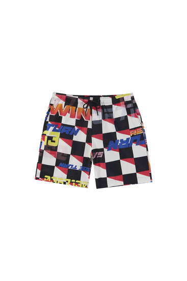 Racing print Bermuda shorts
