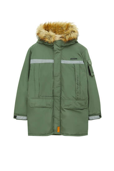 Parka with nylon details