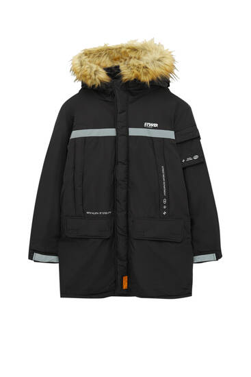 Parka with nylon details