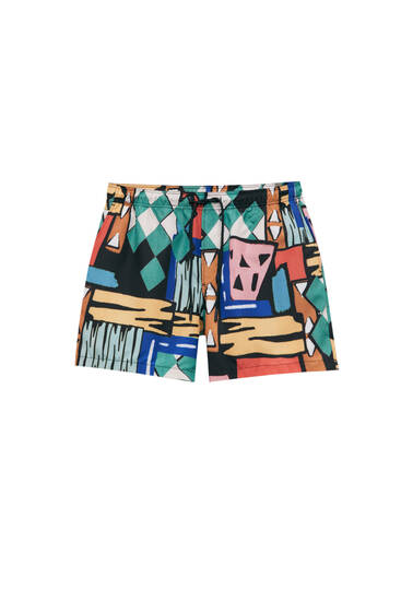Abstract print swim shorts