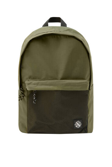 Khaki ripstop fabric backpack