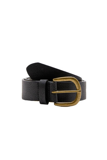 Faux leather belt with golden buckle