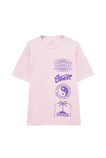 Pink STWD-print T-shirt