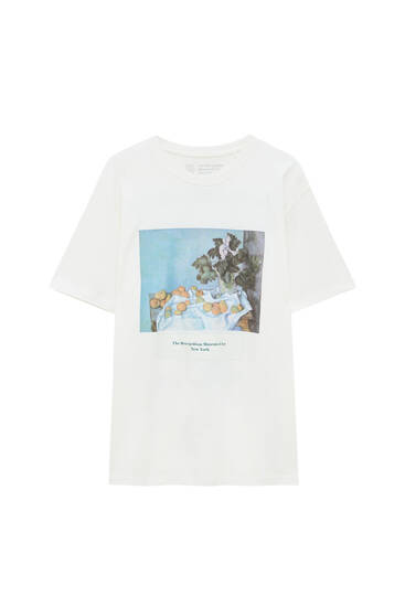 Balti MET marškinėliai su Sezano paveikslo atspaudu