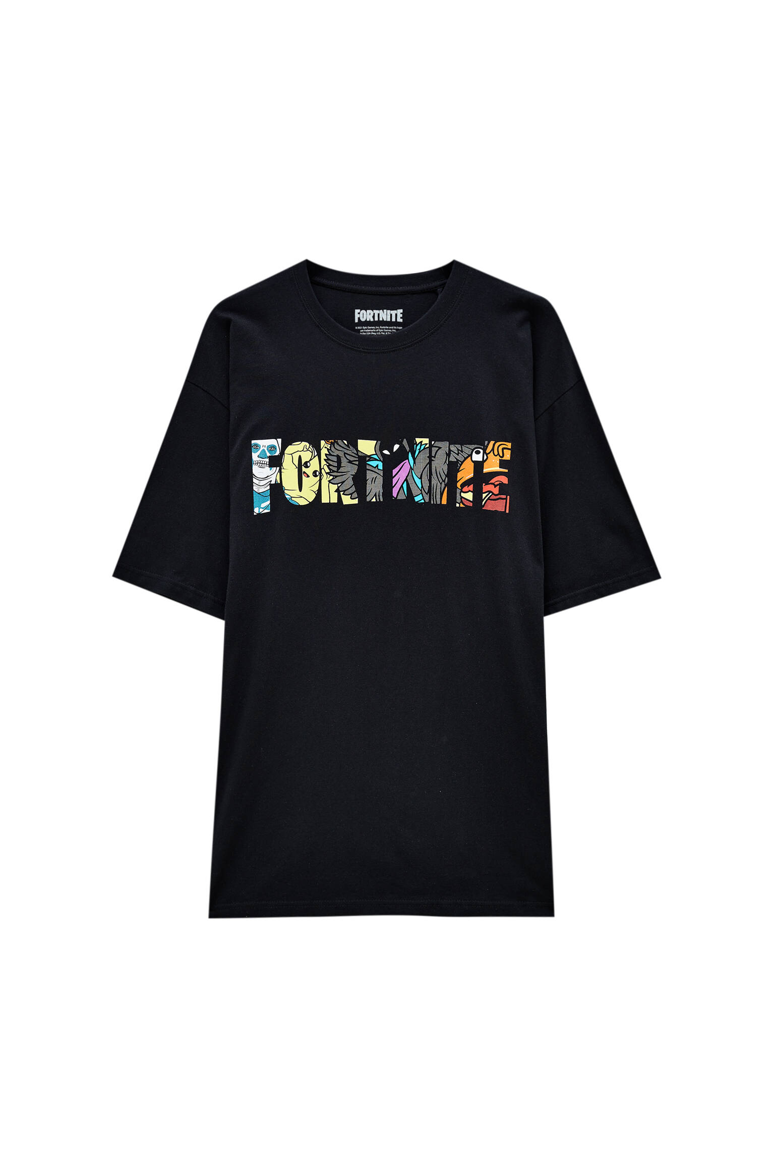 Черная футболка с принтом Fortnite ЧЕРНЫЙ Pull & Bear