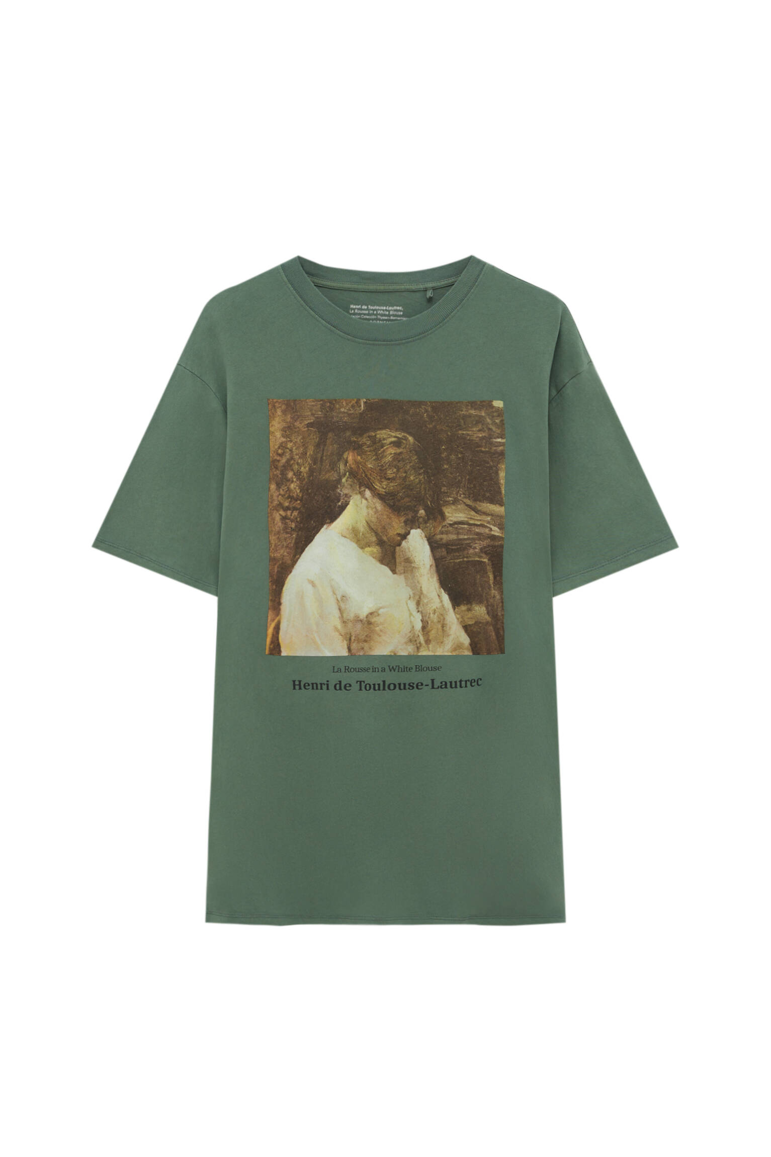 Зеленая футболка с изображением картины Анри де Тулуз-Лотрека. ЗЕЛЕНЫЙ Pull & Bear