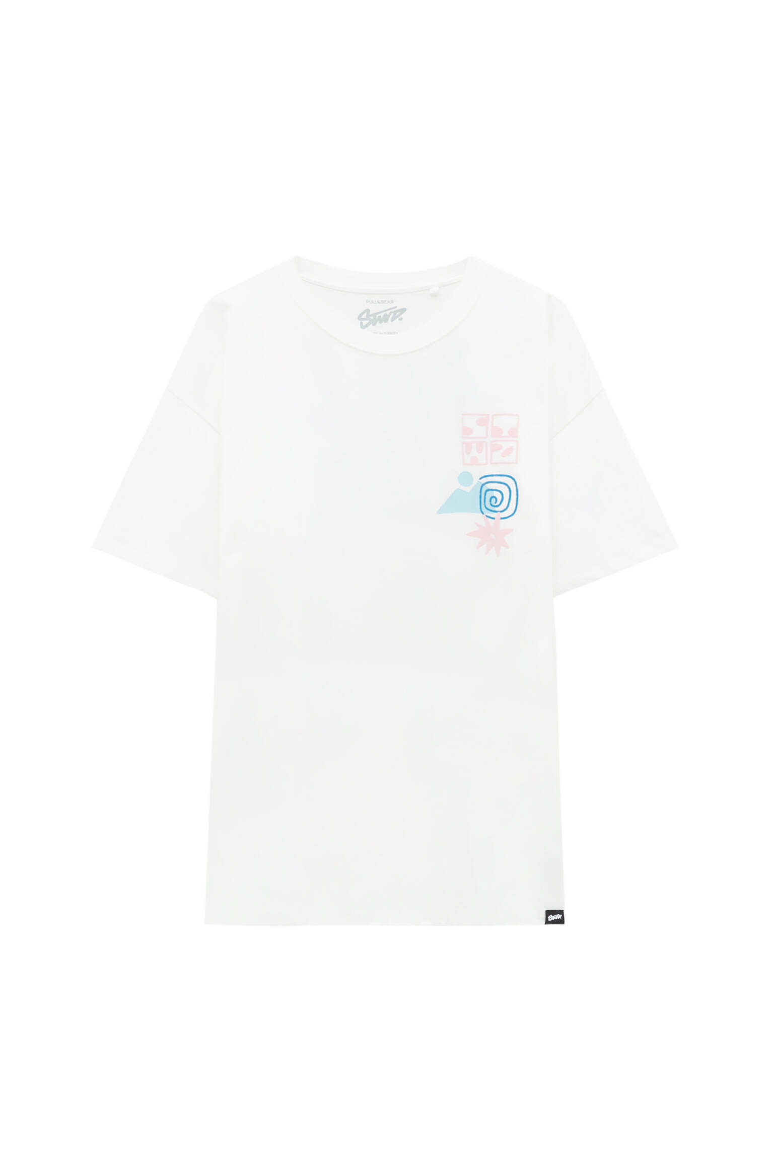 Белая футболка с абстрактным принтом БЕЛЫЙ Pull & Bear